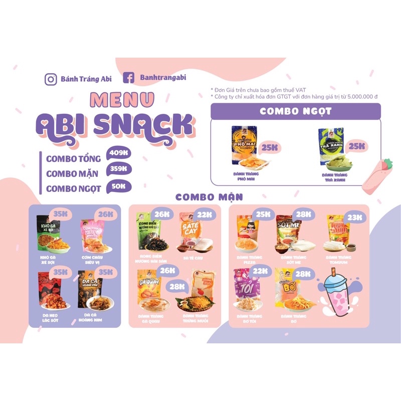 [BÁNH TRÁNG ABI ] COMBO CÁC LOẠI ABI SNACK