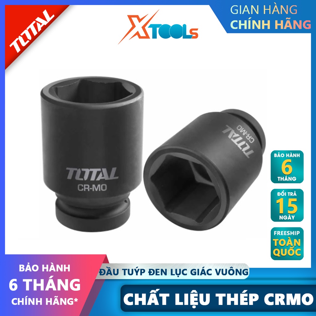 Đầu tuýp đen lục giác vuông 1 inch TOTAL THHISD0119L |  Tuýp lục giác kích thước 19 - 48mm  [CHÍNH HÃNG] [XTOOLs]