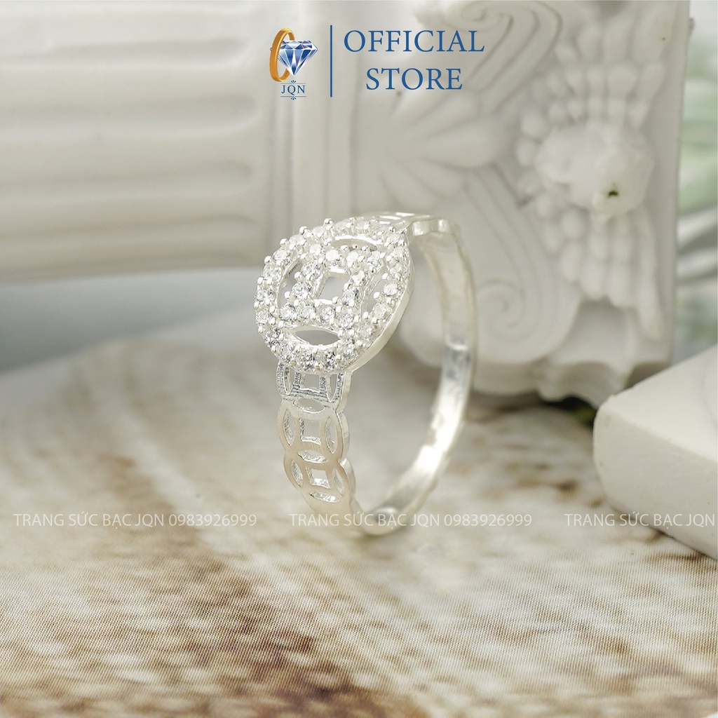 Nhẫn Bạc Nữ JQN Nhẫn Kim Tiền Đính Đá N58