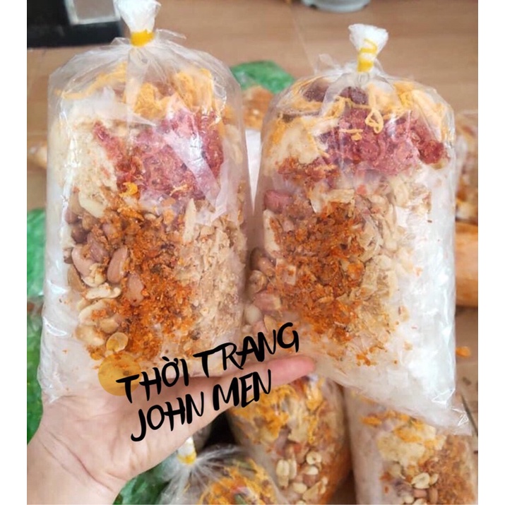 BÁNH TRÁNG TRỘN THẬP CẨM TOPPING CHÀ BÔNG - CÓ SỐT KÈM VÀ QUẤT