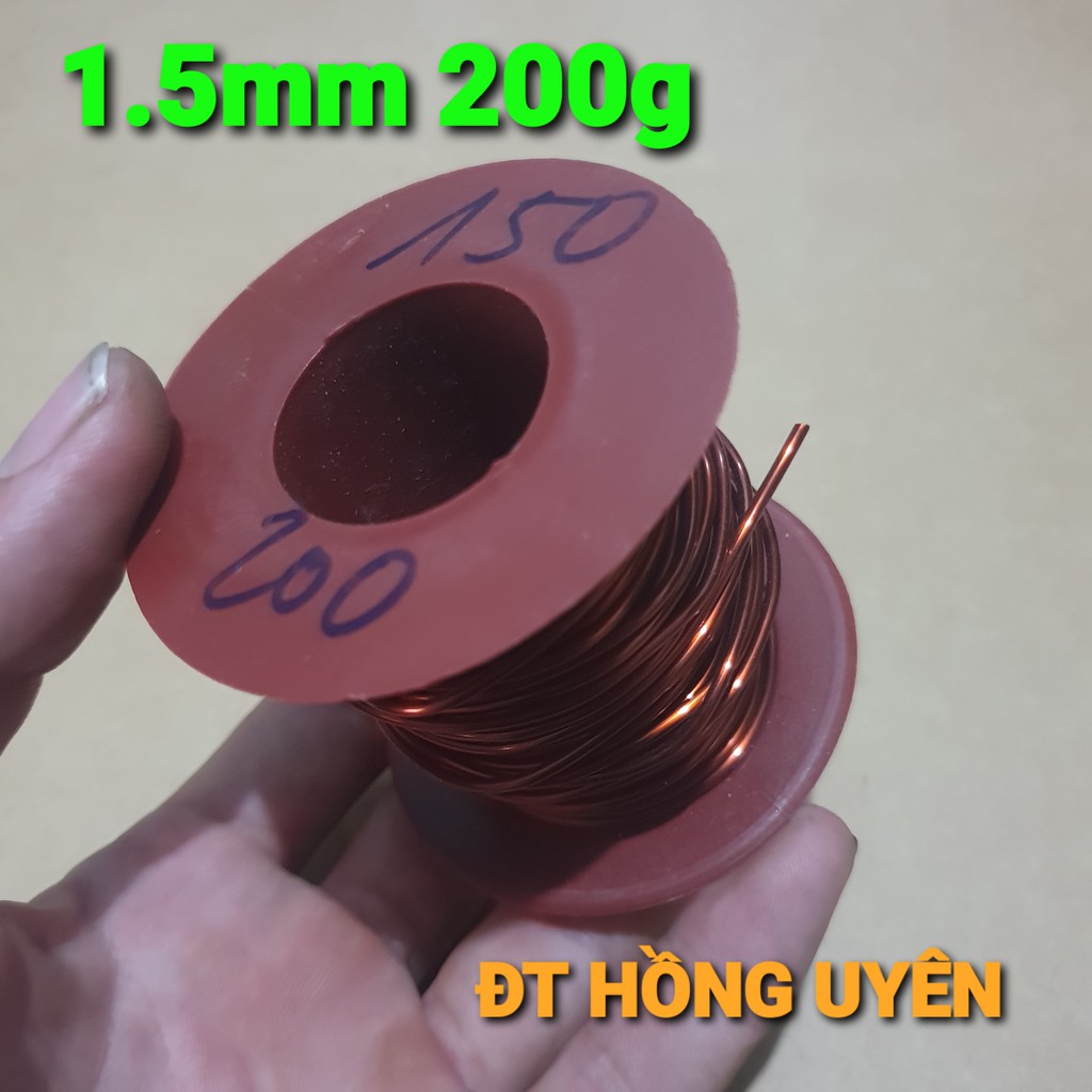 (1.5mm 200g) DÂY ĐỒNG QUẤN BIẾN ÁP CƠ, BIẾN ÁP XUNG, BIẾN ÁP THƯỜNG 220V. DÂY ĐỒNG QUẤN ĐỘNG CƠ, CÓ BỌC EMAY CÁCH ĐIỆN