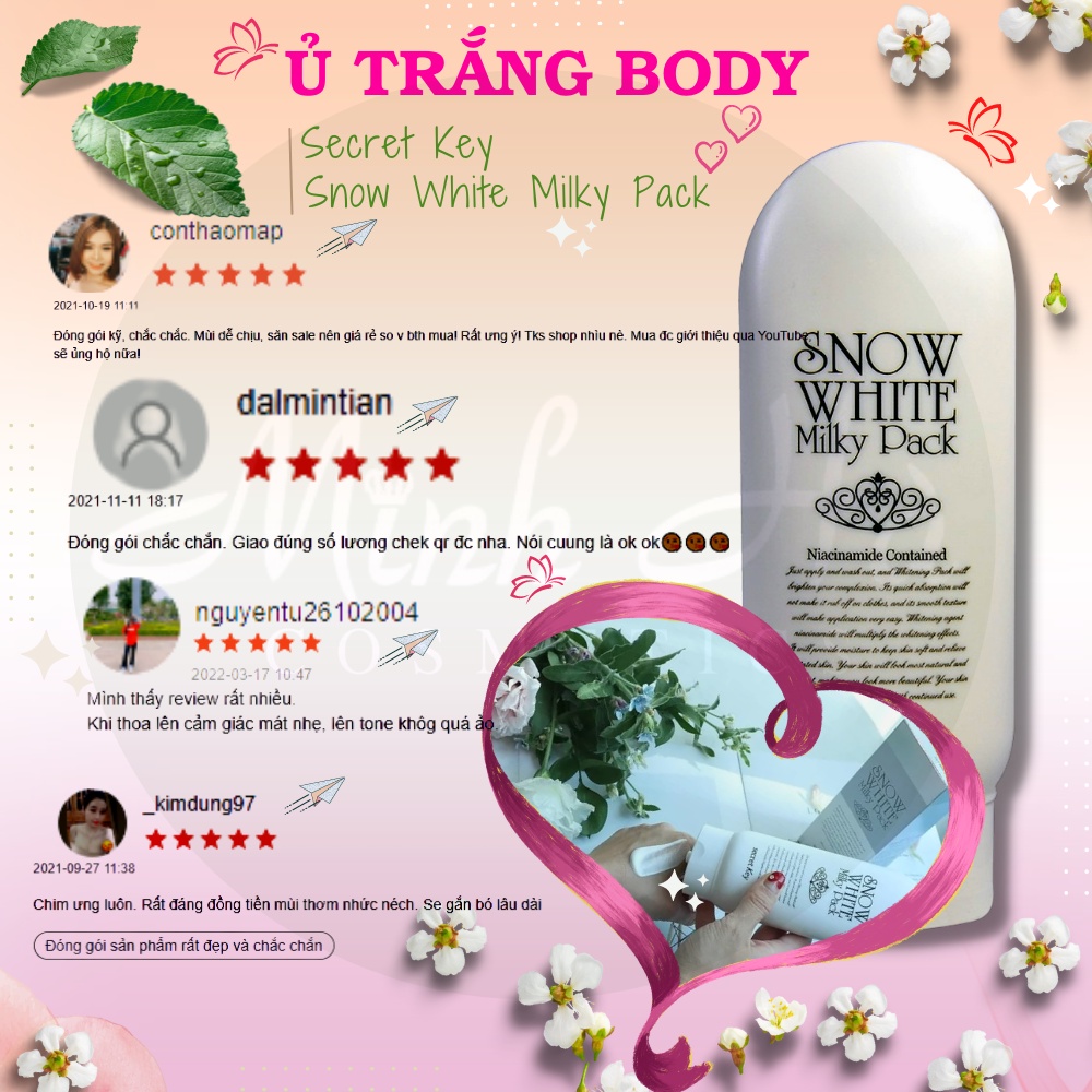 Kem dưỡng trắng toàn thân Secret Key Snow White Milky Pack 200g