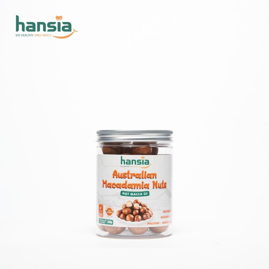 Hạt Macca Úc Organic HANSIA Vị Ngọt Nhẹ, Hàm Lượng Dinh Dưỡng Cao Tốt Cho Sức Khỏe, Giòn Thơm Ngon Miệng 250g - 500g