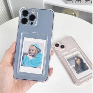 Ốp lưng dẻo chống sốc có khe nhét ảnh, Thẻ cho iPhone từ 7 đến 13 Pro max