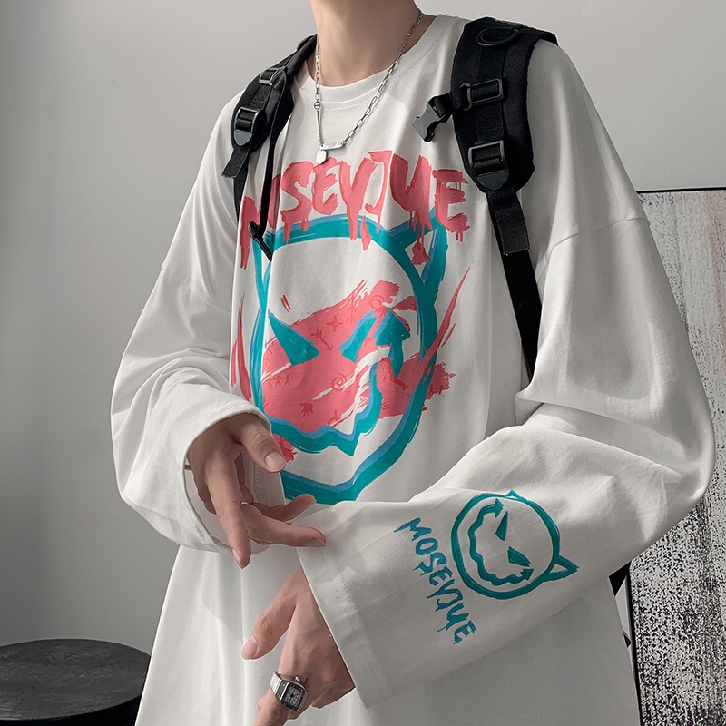 Áo thun tay dài cổ tròn size M-5XL thời trang mùa thu cho nam