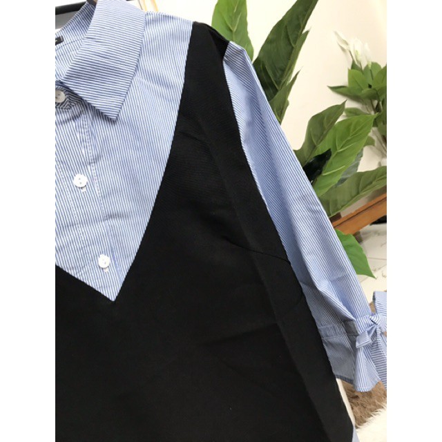 Áo bầu CÔNG SỞ DÁNG CHỮ A kết hợp giả yếm siêu xinh mặc đi làm đi chơi đều đẹp AD09