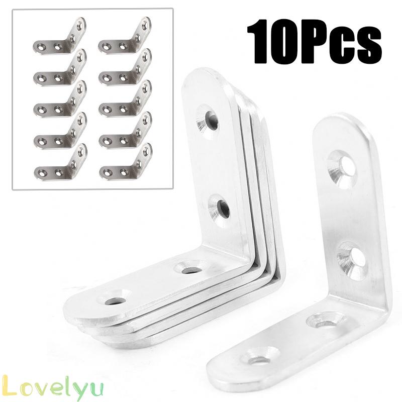 【LOVELYU】10pcs Thickened Stainless Steel Right Angle Bracket Corner Brace Joint Shelf Support L Shape Shelf Supports【Good Quality】