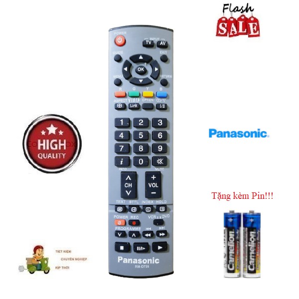 Remote Điều khiển tivi Panasonic RM-D720 các dòng LCD/LED Hàng chất lượng cao Tặng kèm Pin!!!