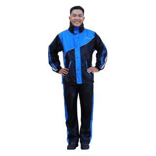 Áo mưa bộ 2 lớp VH805 tích hợp giày đi mưa màu xanh phối đen