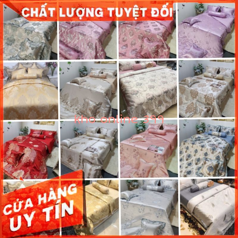 [SHOPPE SALE] Set Chăn Ga Gấm Hoàng Gia 5 món - Hàng Nhập Khẩu, chăn ga gối nệm, ga trải giường, vỏ gối