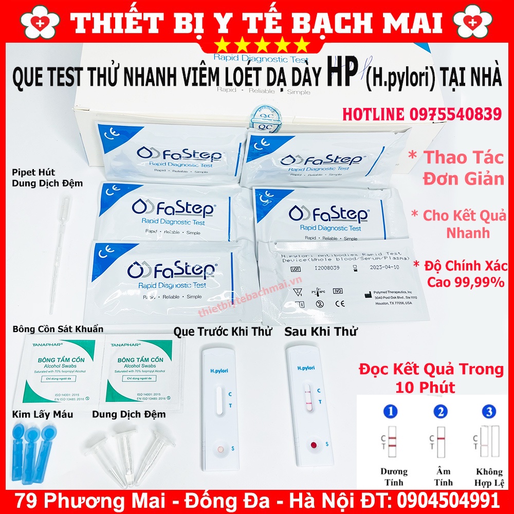 [DATE XA] QUE THỬ TEST THỬ VIRUS HP H. Pylori VIÊM LOÉT DẠ DÀY FASTEP TẠI NHÀ - MỸ