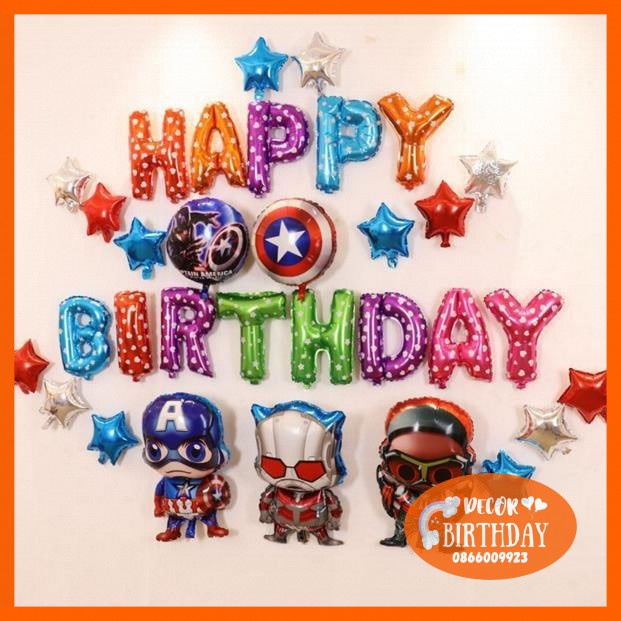 Set Trang Trí Sinh Nhật ️️️️️CHỦ ĐỀ SIÊU NHÂN️️️ Bóng Dày Dặn, Set Như Hình Tặng Kèm Đồ Bơm Băng Dính