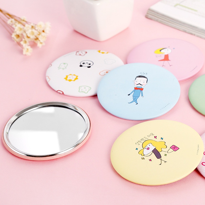 Cartoon Mini Portable Mirror Convenient Circular Hand Mirror Pocket Portable Makeup Mirror OLO