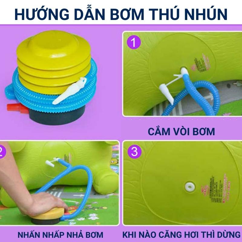 Thú nhún cho bé hình ngựa có nhạc Babyhope, con nhún ngựa cho bé đáng yêu tặng bơm