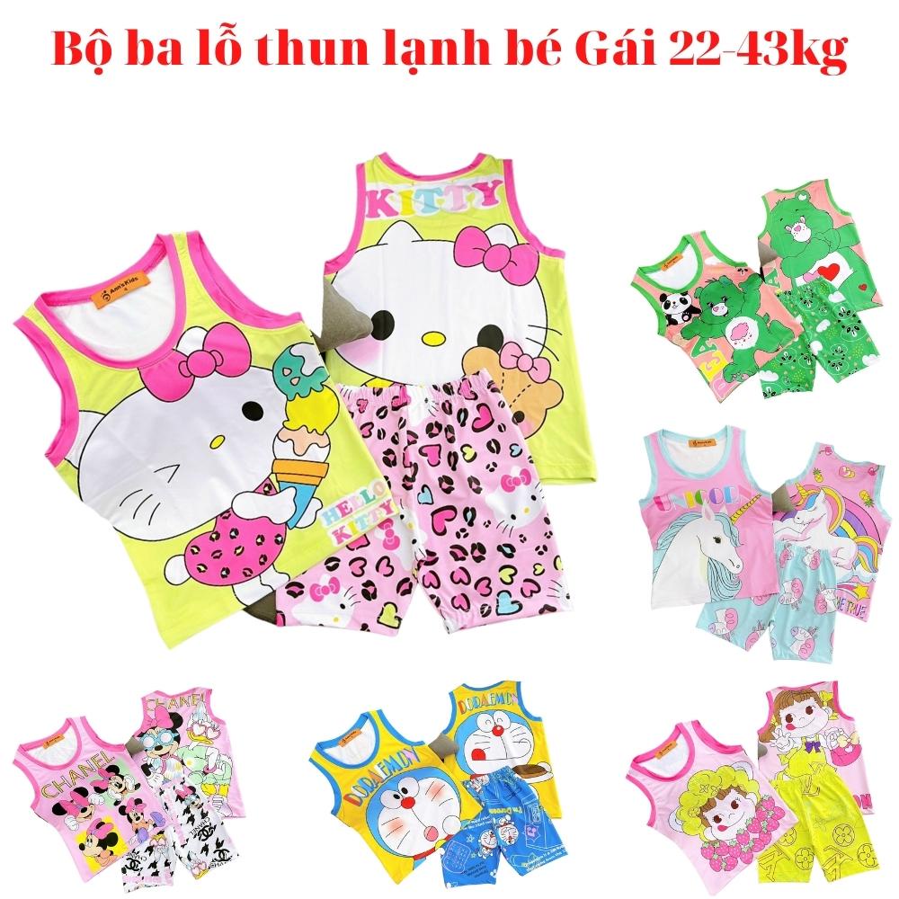 (25-46kg) Bộ đùi thun lạnh in 3D siêu đẹp cho bé gái size đại - Bộ quần áo trẻ em