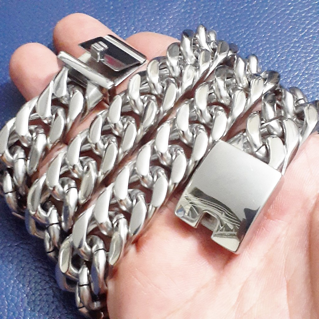 Dây chuyền nam inox cao cấp kiểu lặc đôi 17mm khóa bộ vip đẹp, không đen, cực ngầu - Thể hiện đẳng cấp phái mạnh