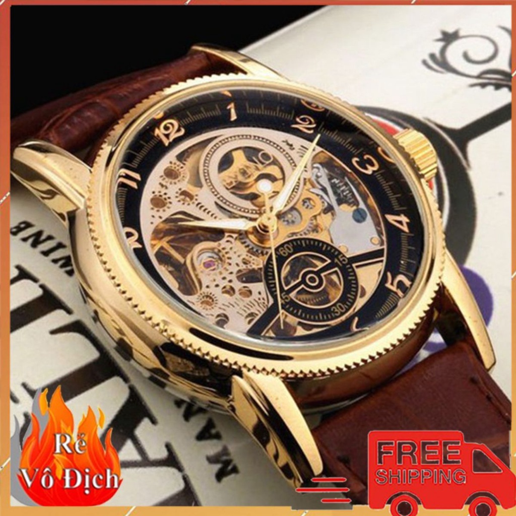 Đồng Hồ Cơ Nam Lộ Máy Dây Da Bò Cao Cấp BYINO Mặt Trước Chống Xước Mặt Sau Thép Chống Gỉ Chống Nước