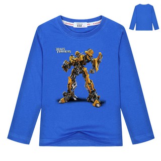 Quần Áo Trẻ Em Transformers Bumblebee Robot Áo Thun Dài Tay Nam Nữ Học Sinh Thời Trang Autobot Cotton Nguyên Chất Quần Áo Bro