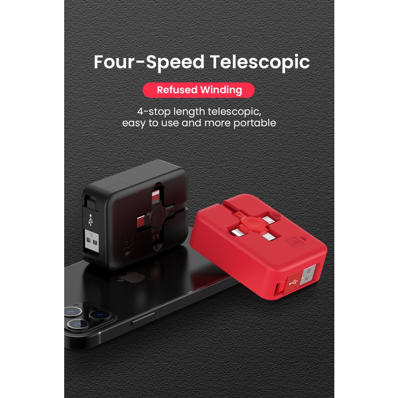 Cáp Đa Năng 3 Đầu Sạc Dây Rút 3 In 1 Sạc Nhanh