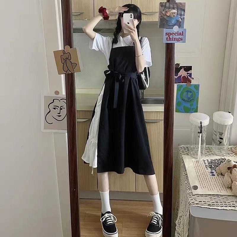 Đầm hai dây họa tiết chú gấu phong cách Hàn Quốc cho nữ