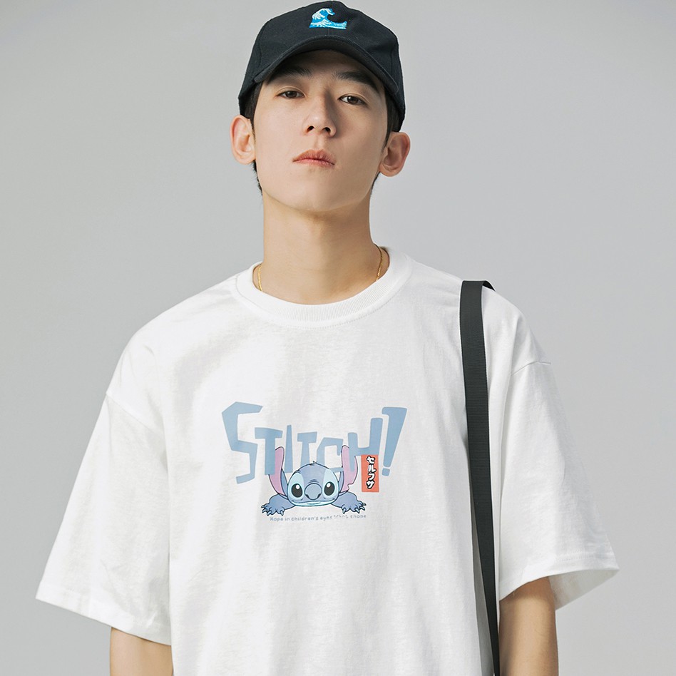 Áo Thun form rộng tay lỡ Unisex Stitch Nam Nữ Phong Cách Hàn Quốc street wear Chất Cotton Thoáng Mát AT 36 HALEY