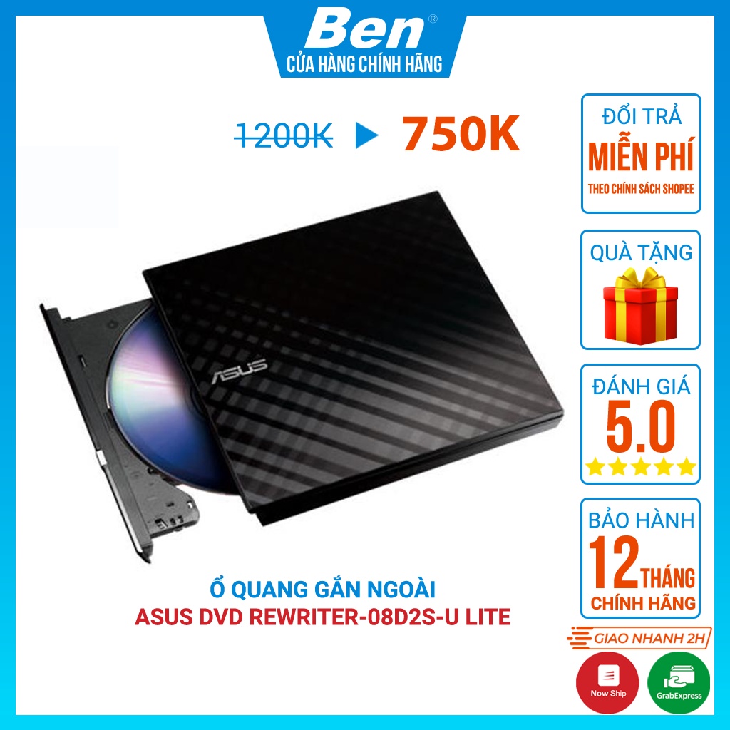 Ổ quang gắn ngoài ASUS DVD ReWriter08D2SU LITE