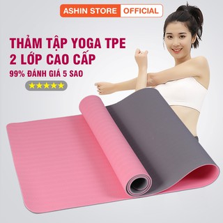 Thảm Tập Yoga, Tập Gym Cao Su Tpe 2 Lớp Dày 6mm Cao Cấp Siêu Bền