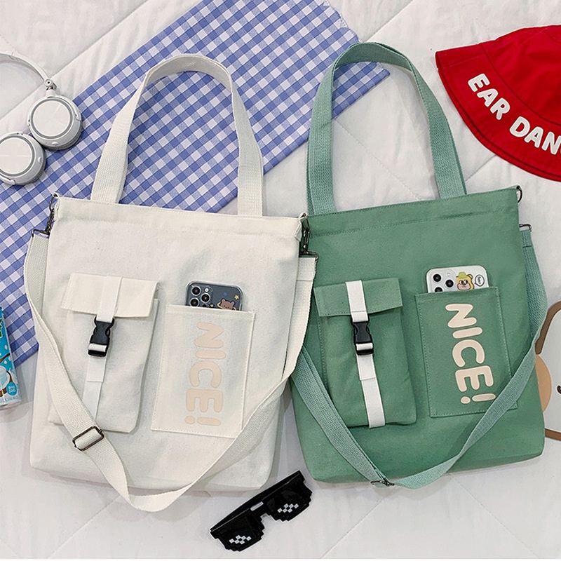 Túi Xách Canvas Phong Cách Hàn Quốc Đơn Giản Mới Cho Nữ