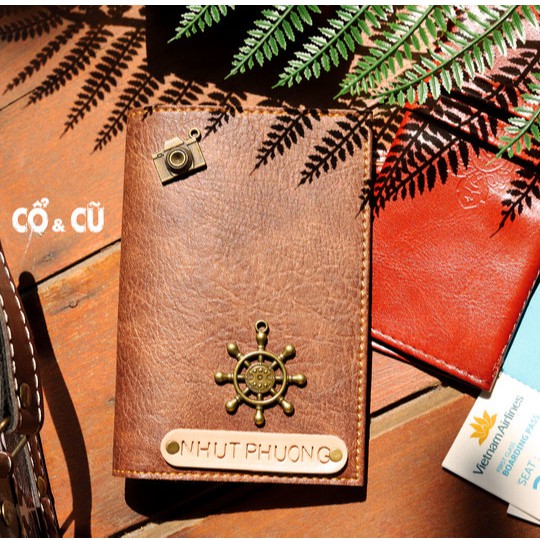 Bao Da Đựng Hộ Chiếu Passport Cover Vàng Nghệ Nhiều Màu Miễn Phí Khắc Tên