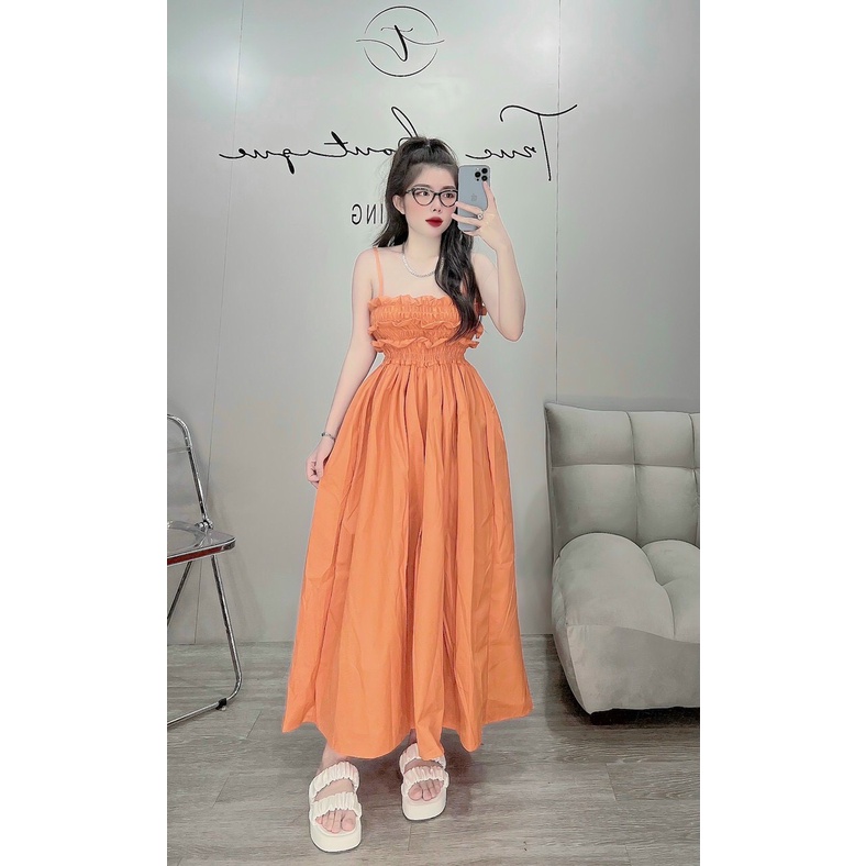 Váy 2 dây dáng dài ❤️ Đầm maxi đi biển, đi du lịch hottrend có dây đan nơ cột sau lưng Đ12