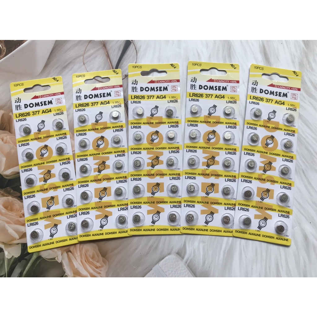 Combo 5 vỉ pin Domsem L626F AG4 SR626SW SR626 377 LR626W - L626F dùng cho đồng hồ đeo tay