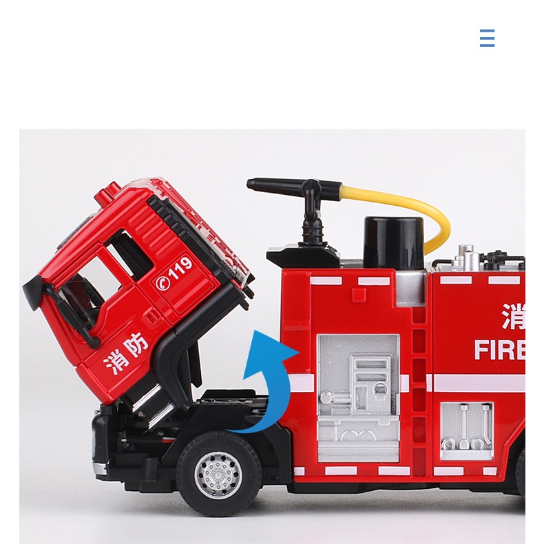 Mô Hình Xe Cứu Hỏa 1:50 Bằng Hợp Kim Có Đèn Và Âm Thanh