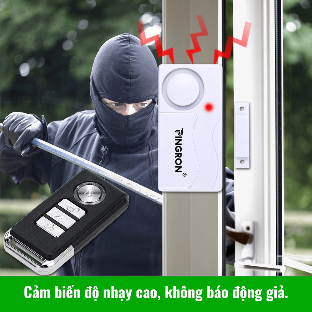 Báo Chống Trộm Gắn Cửa 2 Remote, Chuông Chống Trộm Gắn Cửa Thông Minh, Thiết Bị Chống Trộm Gắn Cửa PINGRON PR-C03-2D