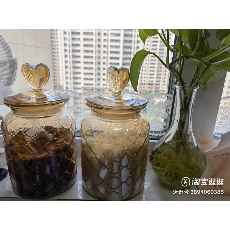Hũ Thuỷ Tinh Đựng Các Loại Hạt, Bánh Kẹo Màu Hổ Phách Có Gioăng Cao Su