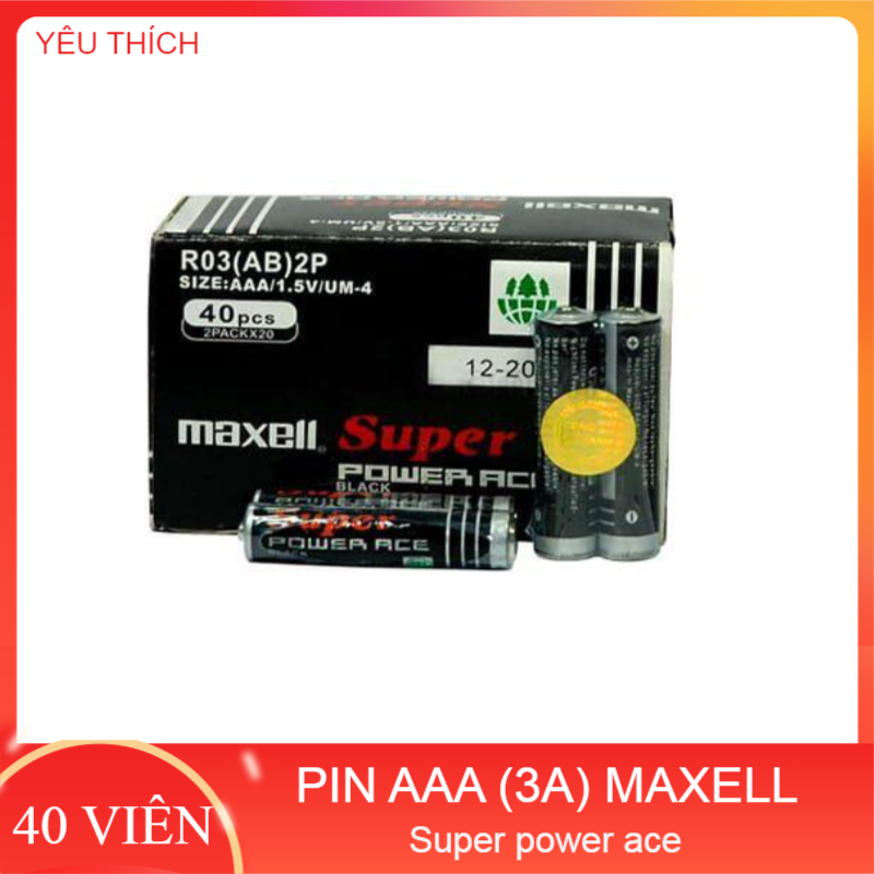 HỘP 40 VIÊN PIN TIỂU PIN ĐŨA AAA (3A) MAXELL 1.5V (ĐEN)