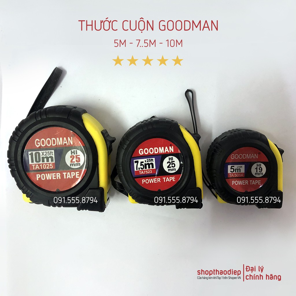 [XẢ KHO] Thước Cuộn 5m - 7.5m - 10m Goodman, Thước Dây Cuộn hiệu Goodman