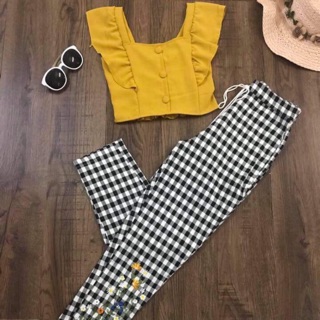 Set caro thêu hoa cúc