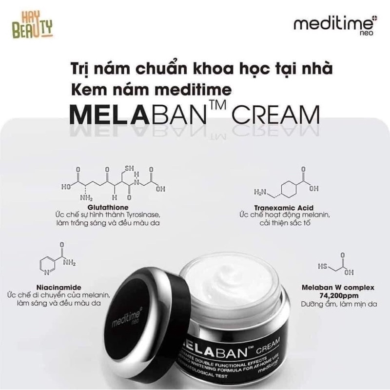 Kem Mờ Nám Tàn Nhang Trắng Da Dưỡng Ẩm Dược Mỹ Phẩm Meditime Melaban Cream 50g