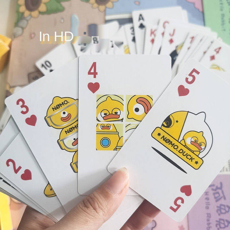 Hầu như vịt không gian vịt poker sinh viên sáng tạo phim hoạt hình dễ thương bàn vịt trò chơi chơi bài HD in