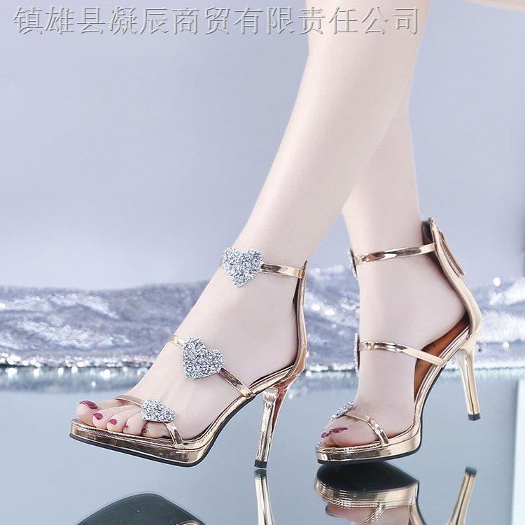 Giày Cao Gót Đính Đá Có Khóa Kéo Sau Lưng Thời Trang Mùa Hè 2022