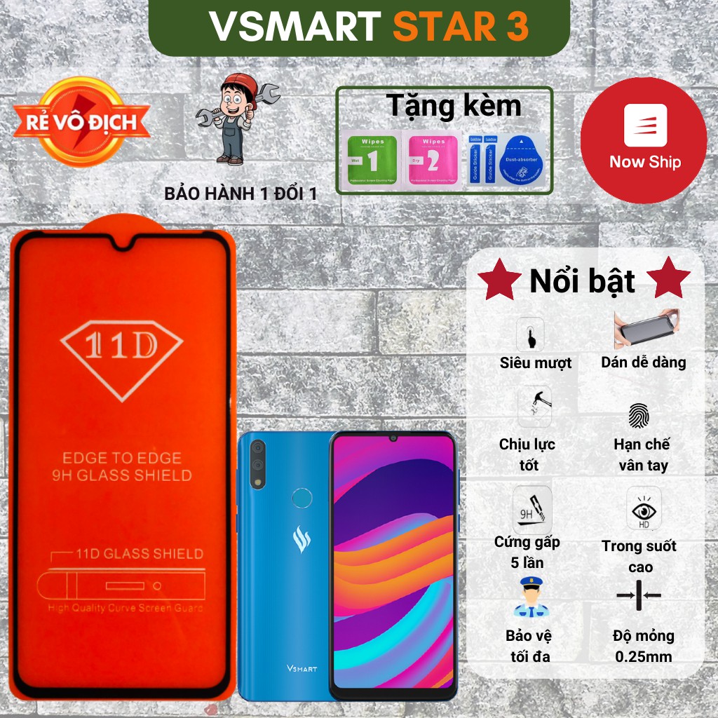 Kính cường lực Vsmart Star 3 - Dán màn hình Vsmart Star 3 Trong suốt - Cam kết hình thật - Bảo hành 1 đổi 1