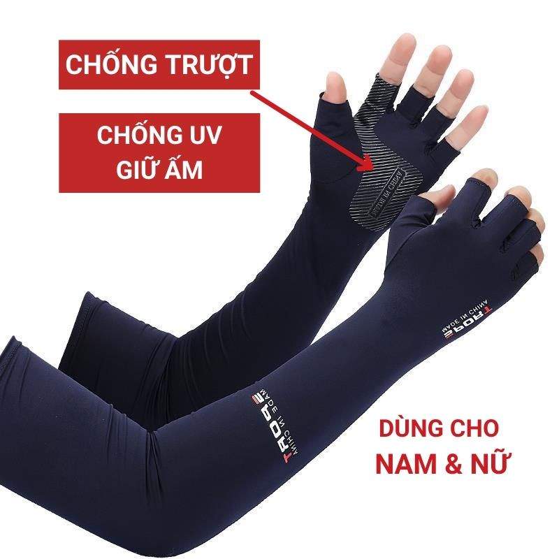 Găng Tay Chống Nắng Nam, Bao Tay Chống Nắng Nữ Sport Xỏ Ngón Có Vân Chống Trượt