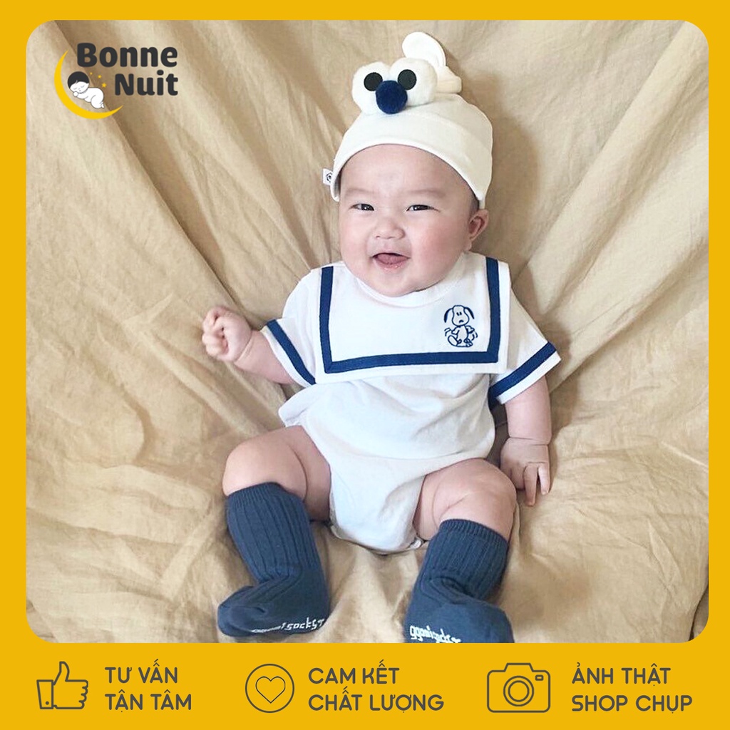 Set Bodysuit tay ngắn kèm tất caro 2 màu Hàn Quốc cho bé