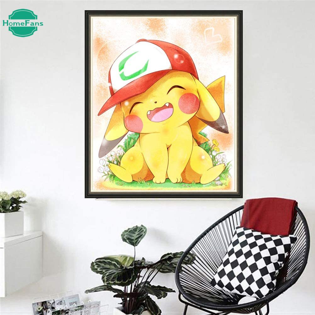 Bộ tranh đính đá 5d tự làm hình pikachu đáng yêu kích thước 30x40cm