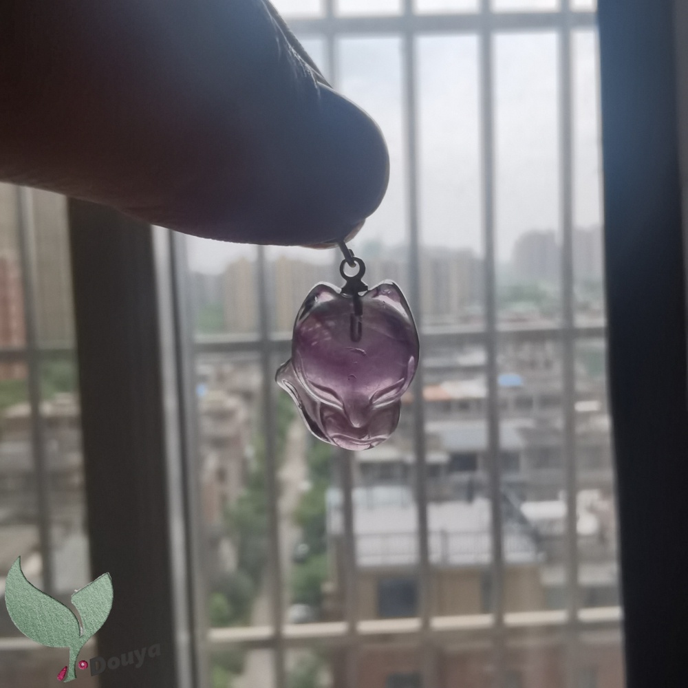 Mặt Vòng cổ/Vòng Tay Bằng Đá Fluorite Nhân Tạo Chữa Bệnh Hình Cáo May Mắn Cho Nữ
