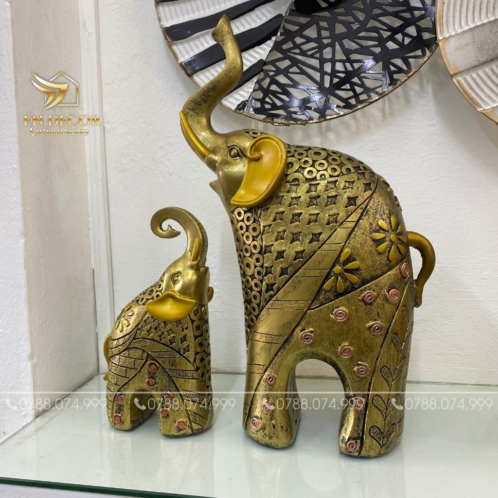 Tượng Voi Trang Trí Tủ Kệ, Trang Trí Nhà Cửa, Én Decor