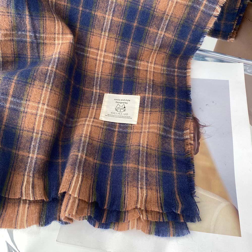 Khăn Choàng Cổ Dài Họa Tiết Kẻ Ô Ấm Áp Thời Trang Thu Đông Dành Cho Nữ