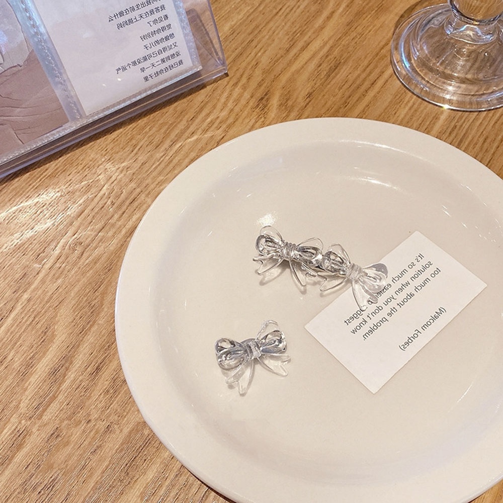 Kẹp Tóc Hình Nơ Trong Suốt Thiết Kế Đơn Giản Thời Trang