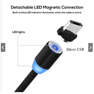 Cáp Sạc Nam Châm 3 Đầu Lightning, Micro USB, TYPE-C Có LED Cao Cấp