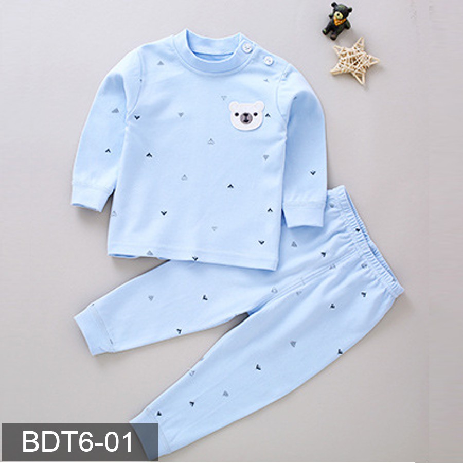Bộ cotton dài tay thu đông cho bé Trai bé Gái Hàng Quảng Châu xuất Khẩu BDT06